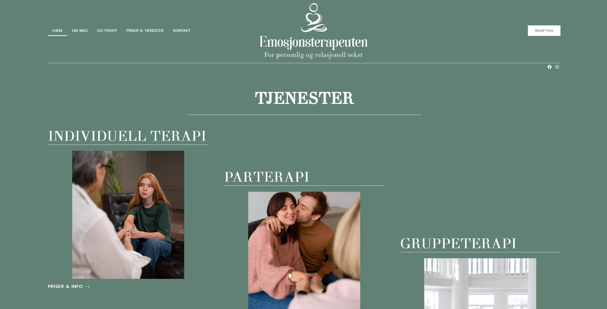 Tjenester — individuell, par og gruppeterapi